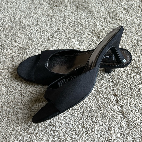 White Stag Y2K Kitten Heel Black Open Toe Slip On Shoes Size 8 - Picture 1 of 11